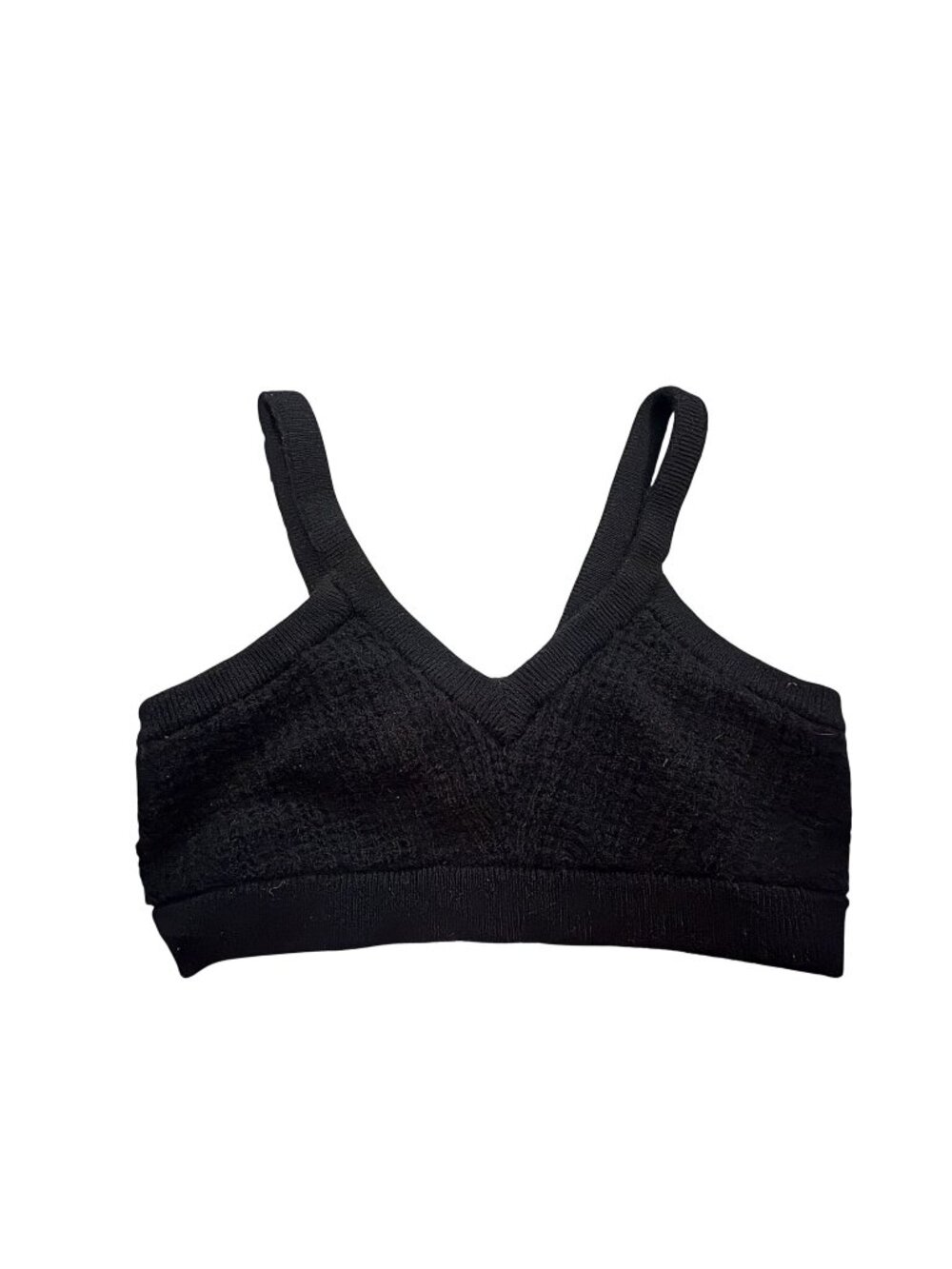 ALO Yoga Cashmere Plush Waffle V-Neck Bra in Black